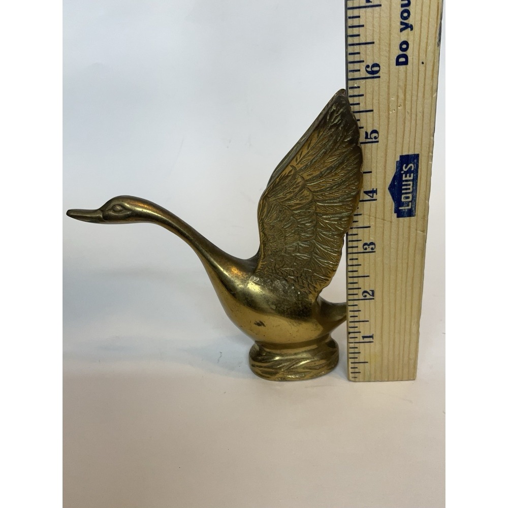Vintage Solid Brass Long Neck Swan Figurine Mid Century Modern Home Decor 6" - Picture 3 of 12